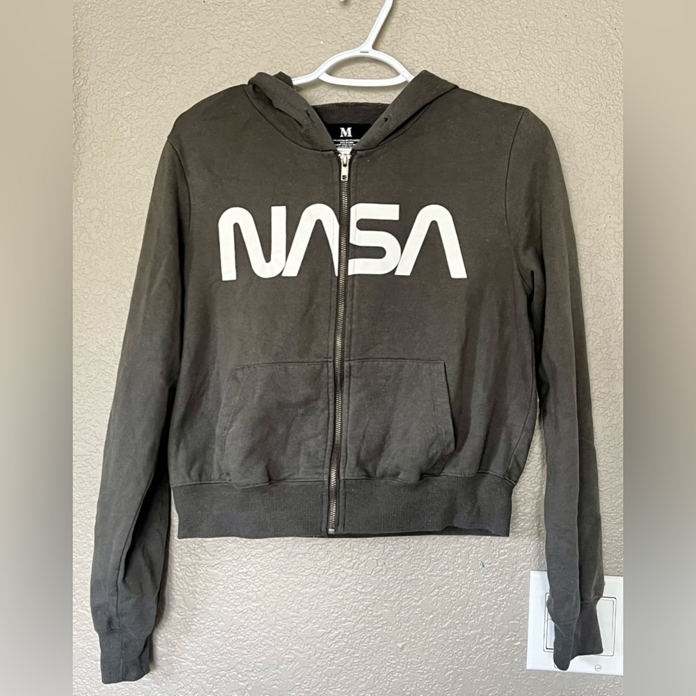 NASA full zip crop hoodie
